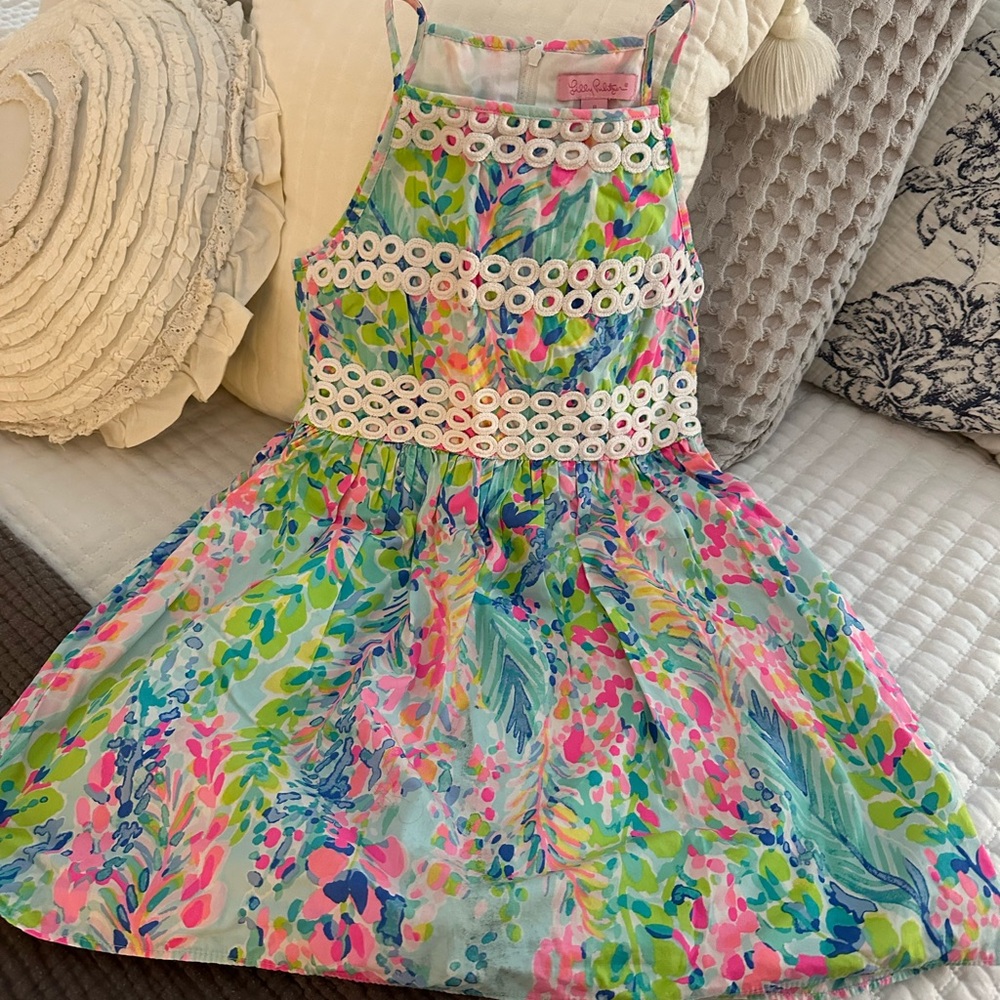 Lilly Pulitzer Pink and Green Pleated Sundress